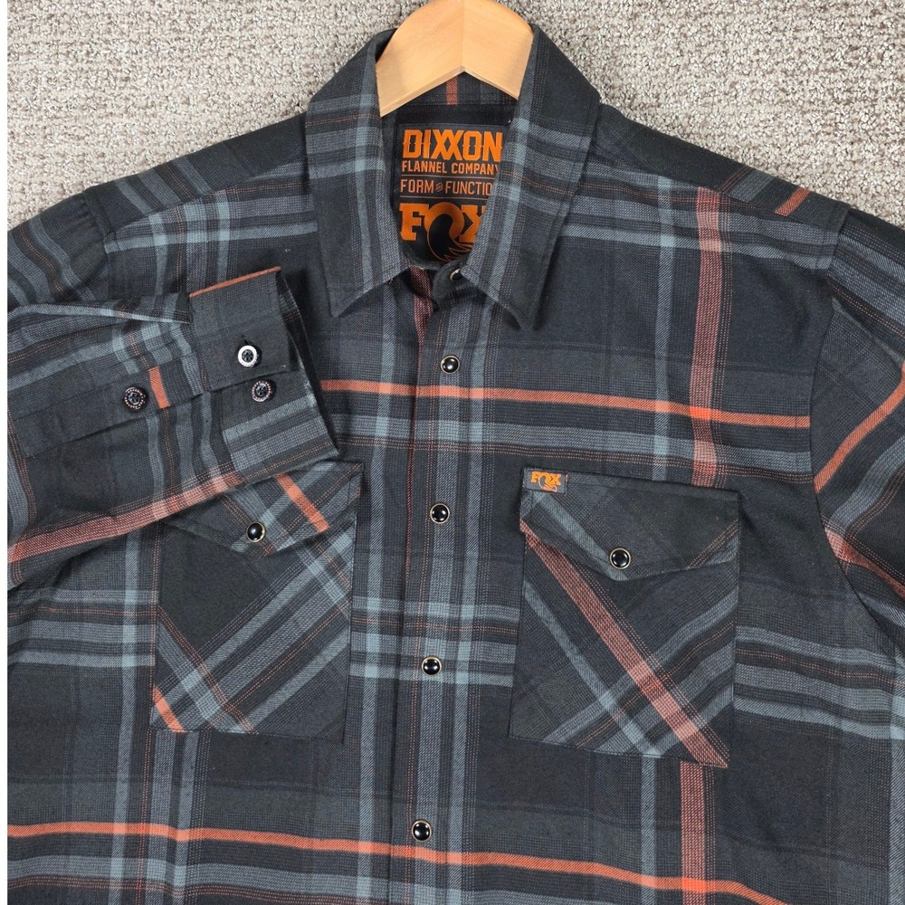 Dixxon Flannel Form Function FOX Racing Mens Medium Plaid Pearl Snap Shirt L/S